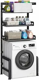 SPXMQSS Washing Machine Storage Unit, Over The Toilet Storage Unit, Freestanding Bathroom Space Saver with Adjustable Shelves Over The Toilet Cabinet, 67x40x161cm B