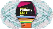 Microfibre 3-Ply Chunky Knitting Yarn 100 g, White/Aqua Macrame