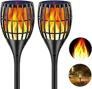Ollivage Solar Torch Flame Lights Waterproof Flickering Flames Solar Lights 43" Solar Garden Lights Outdoor Landscape Decoration Lighting Dusk to Dawn Auto On/Off for Yard Garden Pathway, 2 Pack