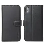 For iPhone XS Max Case iCoverLover Black GenuineLeather Wallet Folio Case