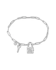 Italian Silver Lock & Key Bracelet