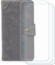LCEHTOGYE Cover for Lebest L20 2109 + 3 Slice HD Tempered Glass,Shell BracketBumper Protective Back Case - Anti-Scratch Screen Protector for Lebest L20 2109 - HZLD -Grey