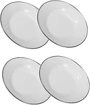 OKUMEYR 4pcs Retro Style Enamel Plates Serving Dish for Fruits Snacks Appetizers Smooth Safe Design for Home Dining Entertaining
