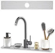 Natureva Home - Stone Faucet Mat | Diatomite Sink Splash Guard | Instant Drying Tray for Kitchen Bathroom Sinks | Made of Diatomaceous Earth | Absorbing Water Instantly | Design Arch | Colour Slate