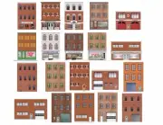 1:87 HO Scale Flat Front Buildings for Models and Dioramas - 20 Total