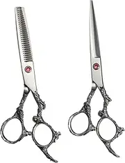 Professional Haircut Shear Scissors Comfortable to Hold Handle 2pcs Set for Barber Hair Styling