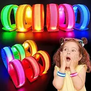 GIFTINBOX 6/12 PCS Halloween LED Light Up Bracelets for Kids Adults, LED Glow Flashing Arm Wrist Bands, Glow in The Dark Party Supplies for Night Events Safety Party Favors Concerts Rave Sports