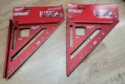 Milwaukee MLSQ070 7" Metal Frame Speed Square Red- 2 Pack Made In USA NEW!