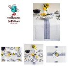 Elegant 100% Pure Linen Table Runner 16x108” - Striped Navy & White Design