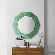 Wall Mirror MDF Silver Mirror & Green Frame Trigonometrical Shape MRR-04