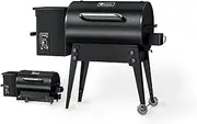 KingChii Portable Electric Wood Pellet Grill & Smoker with Foldable Legs, 456 SQ.IN Grill Capacity, with PID Temperature Control (180-425°F) for Backyard Camping Bake and Roast, Black with Cover