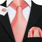 [GEDASHU] men's tie Men'S Tie Brown Geometric Silk Tie + Handkerchief + Cufflinks Set Men'S Formal Wedding Party