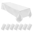 8 Pcs 57"x126" Satin Tablecloth, Rectangle Table Cover,White