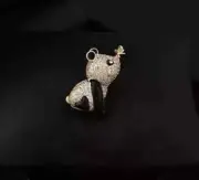 14K Rose Gold Plated Lab Created Diamond 1.50Ct Round Cut Panda Charm Brooch Pin