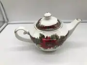 Grace Teaware Ceramic 7in Gold Trim Christmas Poinsettia Teapot CC02B07027