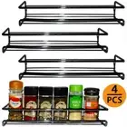 4/8pcs Wall Mounted Spice Herb Jar Rack Holder Kitchen Cupboard Storage Shelf