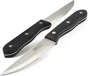 BBQ Buddy Steak Knives Set of 4 - Serrated Knives for Barbecue Steaks- Full Tang Construction Kitchen Steak Knives- Triple Rivet Handle for Strength - Stainless Steel