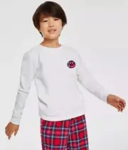 Charter Club Kids Unisex White Plaid Smiley Face Lounge Sweatshirt Size 8 NWT