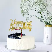 Gold Acrylic 'Happy 10th Anniversary' Cake Topper