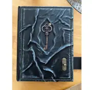 Handmade Soft Leather Journal Gift Vintage Key Notebook Diary Lock & Key Grey