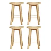 4x Bar Stools Bamboo Rattan Stool Counter Chair Kitchen Barstools