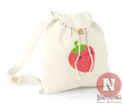 Strawberry cotton backpack beach holiday school college vacation organic day bag