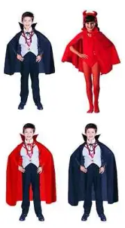 RED BLACK CHILD KIDS CAPE DRACULA VAMPIRE MAGICIAN GOTHIC SUPERHERO COSTUME CAPE