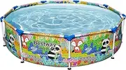 [Bestway] Steel Pro 9 Foot x 26 Inch above Ground Round Outdoor Backyard Swimming Pool with 851 Gallon Water Capacity, Panda Jungle Print