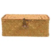 Pantry Large Wicker Basket with Lid Covered Baskets Lids for Storage Woven