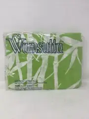 Wamsutta Ultracale Green White Bamboo Nature Twin Flat Sheet NIB