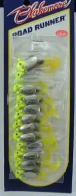 Blakemore 1603-36 Road Runner Curly Tail 1/8oz ChartHd Crawfish Card of 12