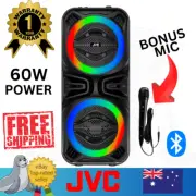 JVC Portable Bluetooth Karaoke Party Speaker w/ Microphone, FM Radio, LED Lights