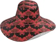 [Yoogain] Vampire Bat Red Black Foldable Floppy Hats for Women for Summer Decorative Wide Brim Visor hat for Womens Running Trendy Gorra para Mujer, Vampire Bat Red Black, One Size
