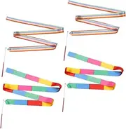 Kisangel 4pcs Boy Girl Gymnastic Training Ribbons Satin Streamers for Dance Props for Parties and Artistic
