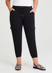 [Virtuelle] Taking Shape Castaway Pull On Cargo Pant Size 20 in Black, Viscose - Plus Size Women's Clothing Black