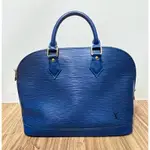 LOUIS VUITTON LV 路易威登 水波紋EPI藍色艾瑪包 ALMA