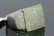 1.40Ct Round Cut Simulated Diamond 925 Silver White Gold Plated Men's Pinky Ring