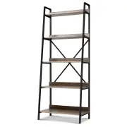 Kings Bookshelf 5Tier Metal Bookcase Bookshelves Oak Book Shelf Display Storage