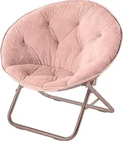 Urban Shop Faux Fur Saucer Chair with Metal Frame, One Size, Blush