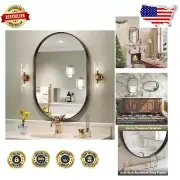 Versatile 20x30 Oval Bathroom Mirror - Matte Black Design for Effortless Style