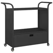 vidaXL Bar Cart with Drawer Black 100x45x97 cm Poly Rattan