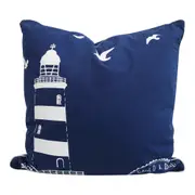 Lighthouse Watch 45cm Cushion Throw Pillow Square Home Sofa Decor White/Blue