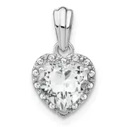 Sterling Silver White Topaz and Real Diamond Pendant