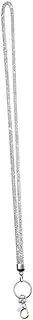 HOMSFOU Crystal Rhinestone Lanyard for Id Badge Phone Bling Neck Strap with Clasp Key Ring Lightweight Comfortable for Office Use Stylish Silver Accessory for Women