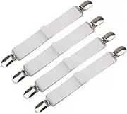 4 PCS Bed Sheet Clips Keep Bed Sheets, Corner Bands Suspenders, Adjustable Bed Sheet Holder, Mattress Sheets Clips Grippers Holders Straps Fits Fasteners Clamps (White)