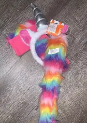 Claire’s Rainbow Plush Unicorn Dress Up Costume Gloves Tail Pink Purple
