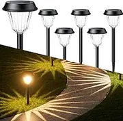 Quntis Solar Pathway Lights Outdoor 6 Pack, IP65 Waterproof Solar Garden Lights, Auto On/Off Solar Landscape Lighting Warm White/RGB, Solar Powered Path Lights for Yard Driveway Walkway PatioLawn