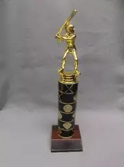 female SOFTBALL trophy award black theme column weighted base trophy