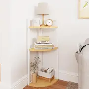3 Tier Desktop Bookshelf Corner Display Rack for Small Spaces White
