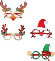 [KOMBIUDA] 4pcs Xmas Party Glasses Boys and Girls Christmas Party Frames Es Boys and Girls Party Eyewear Material Xmas Glasses Frames Random Color